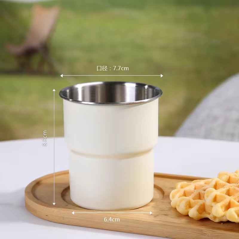 Taza de café americana de acero inoxidable 304 taza portátil con tapa y asa taza de campamento al aire libre antiescaldado taza de agua potable