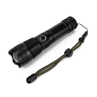 Amazon Cross-Border P50 High-Intensity UV fənərlər - gs-9112-black-flashlight-with-1200mah-lithium-battery