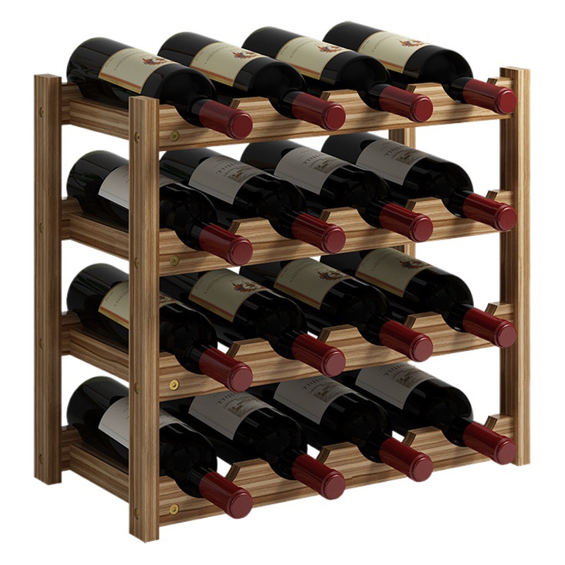 Estante del vino decoración estante del vino de madera maciza hogar pequeño moderno simple vino vitrina estante vino a cuadros