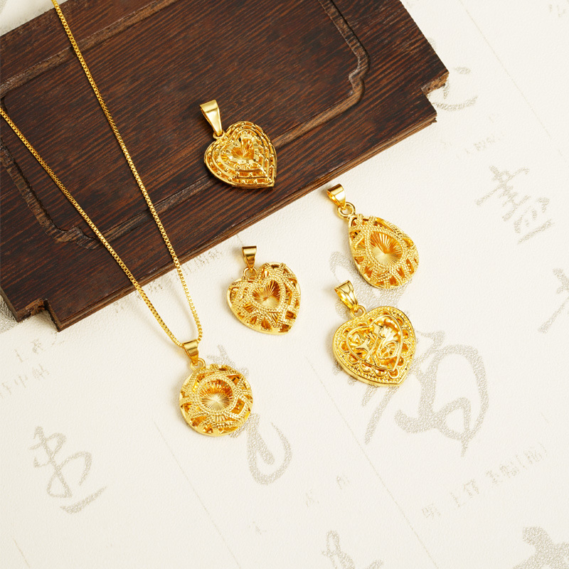 Colgante de oro de arena, nuevos productos transfronterizos, las mujeres no se desvanecen durante mucho tiempo, las flores en forma de corazón, las joyas de bricolaje de todo fósforo de moda, Yiwu al por mayor