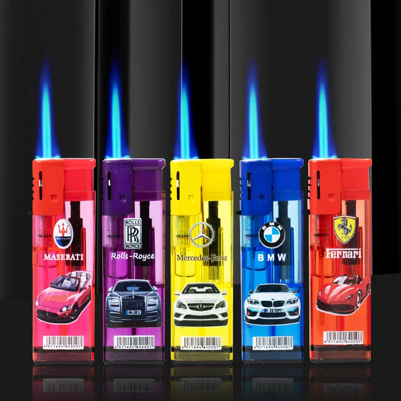 Зажигалка Hengtu 288, очень большая, прозрачно-красная, многоразовая, с 3D-печатью