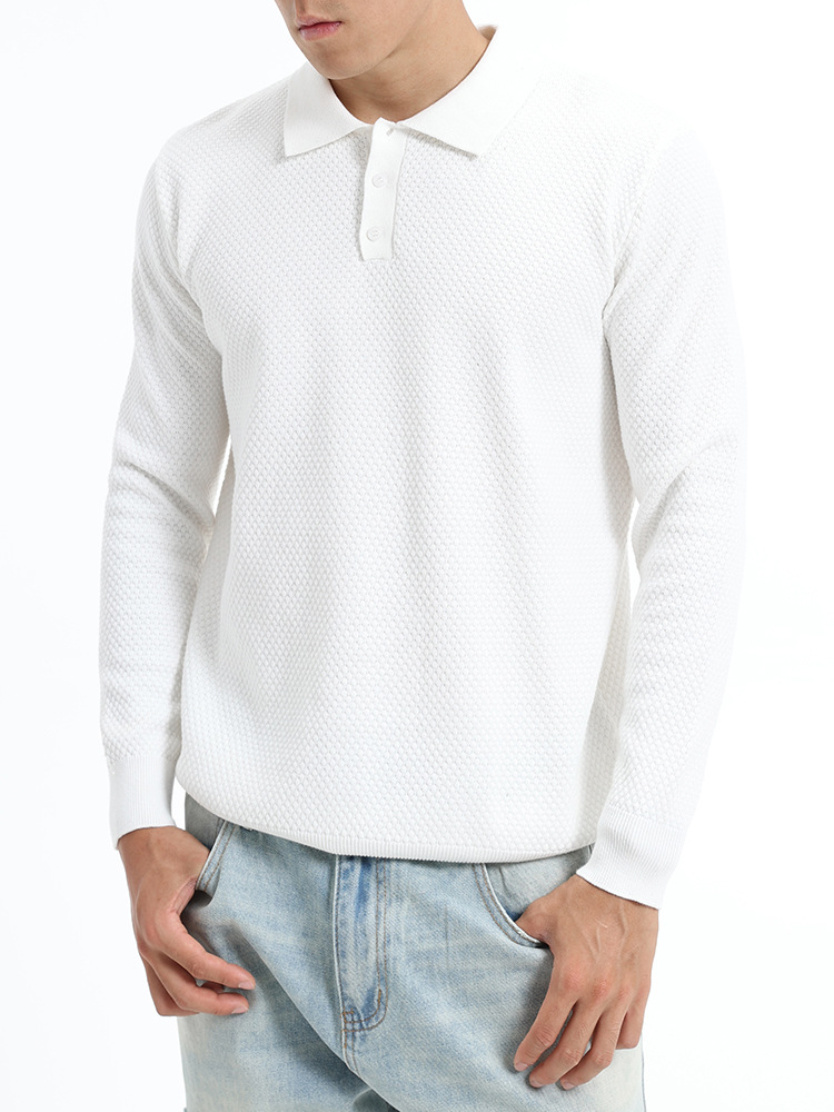 Otoño y invierno ropa de hombre nueva solapa algodón piña suéter para hombre base casual polo jersey suéter para hombre