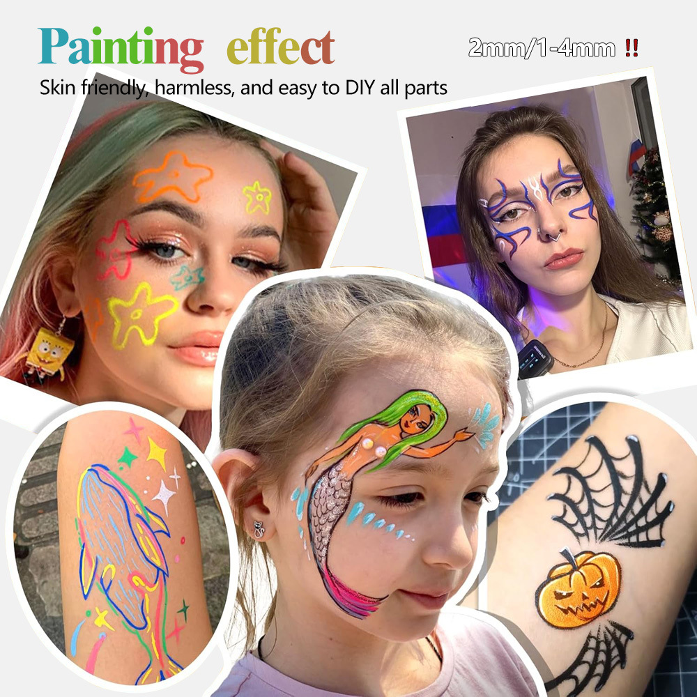 Lápiz de pintura del cuerpo humano lavable con agua para tatuajes festivos escenario facial maquillaje lápiz de acuarela lápiz de acrílico suave y duro