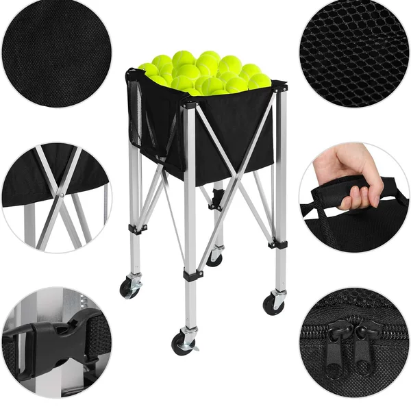 Portable folding aluminum alloy volleyball cart football cart basketball cart mobile cart pickup basket tennis cart