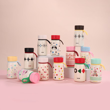 新款户外便携小巧保温杯高颜值迷你女生带提绳水杯双层真空随身杯