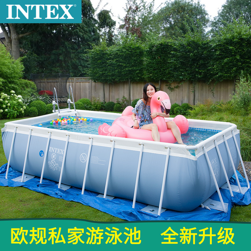 INTEX长方形管架水池儿童成人支架家庭游泳池戏水钓鱼养鱼池