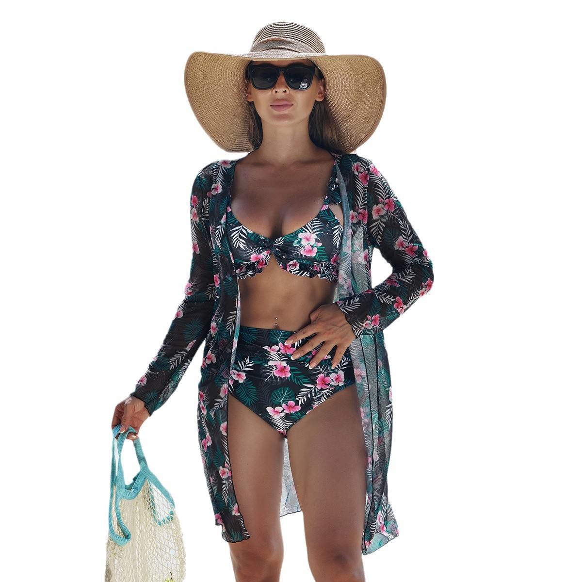 Ming Yi nueva impresión multicolor sexy moda de gama alta bikini de mujer europea y americana bikini de tres piezas BIKINI traje de baño de mujer