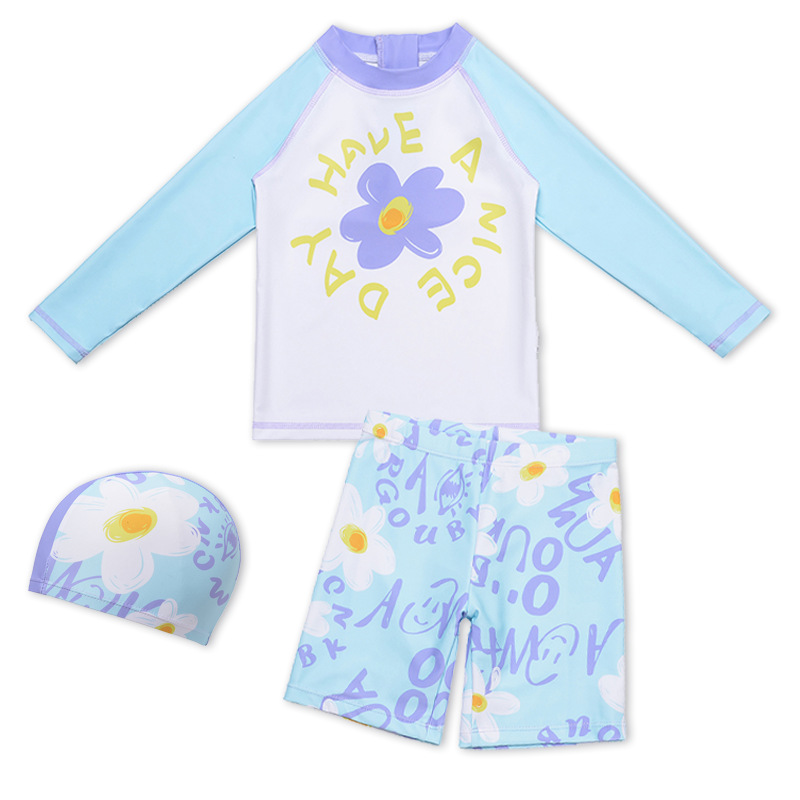 2025 Cute Swimsuit Girls' Split Sun Protection Three-piece Hot Spring Swimsuit Quick-drying Swimsuit Cartoon Swimsuit suit