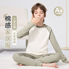 儿童a类睡衣男童家居服2025新款秋冬宝宝保暖秋衣秋裤套装亲子装