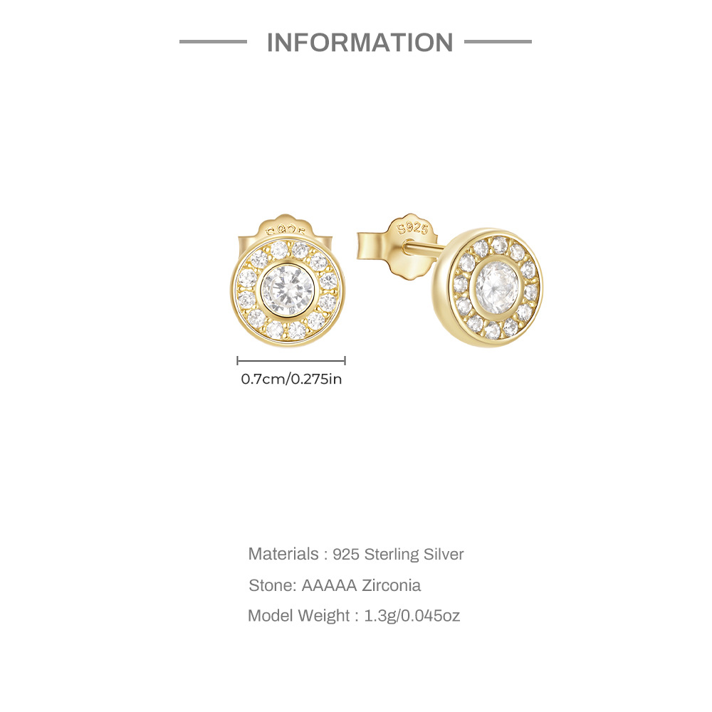 6g Weight 925 Sterling Silver Ear Needle Material Zircon Inlay Material Ear Studs Classification 1 Pair Quantity Daily, Street Occasion 925 Sterling Silver Material Geometric Pattern Women's Gender Plating, Inlay Design Simple Style Style 1 Pair 925 Sterling Silver Zircon Geometric Ear Studs 4