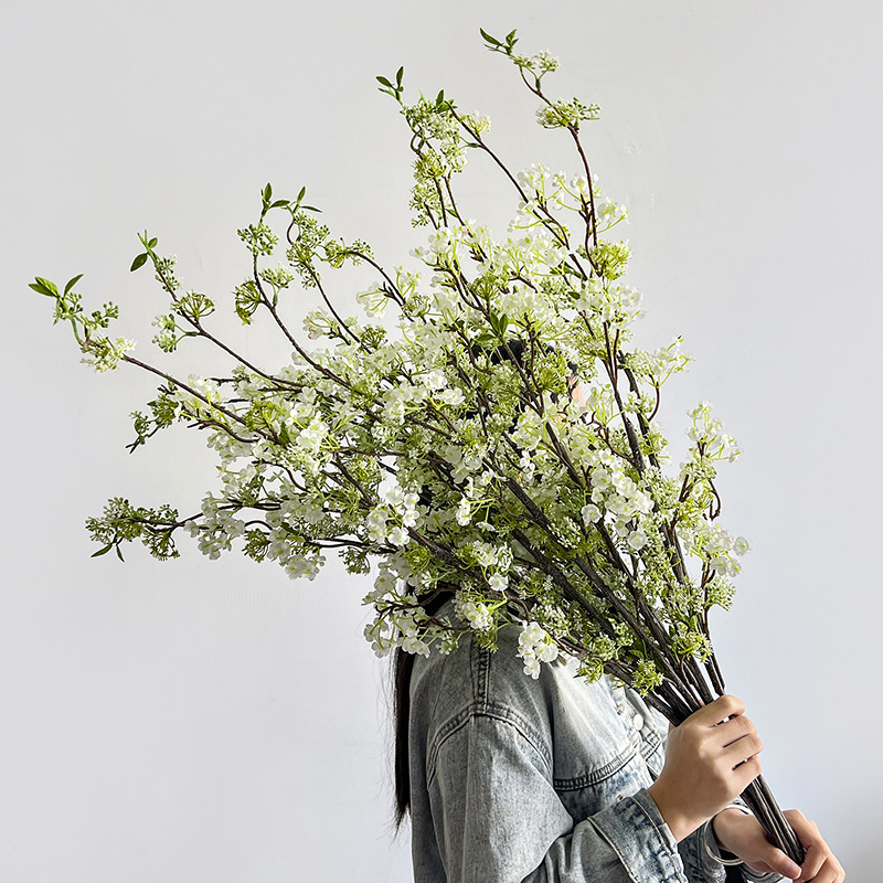 Simulación de flores frescas ramas secas flores falsas pequeñas frescas de nieve flotante decoración de boda de alta gama props de fotografía al por mayor