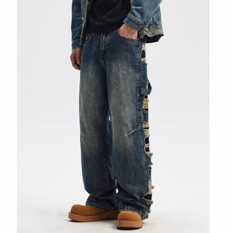 Men's Clothing Youth sports loose wide leg jeans design cool _ipsvogv.com