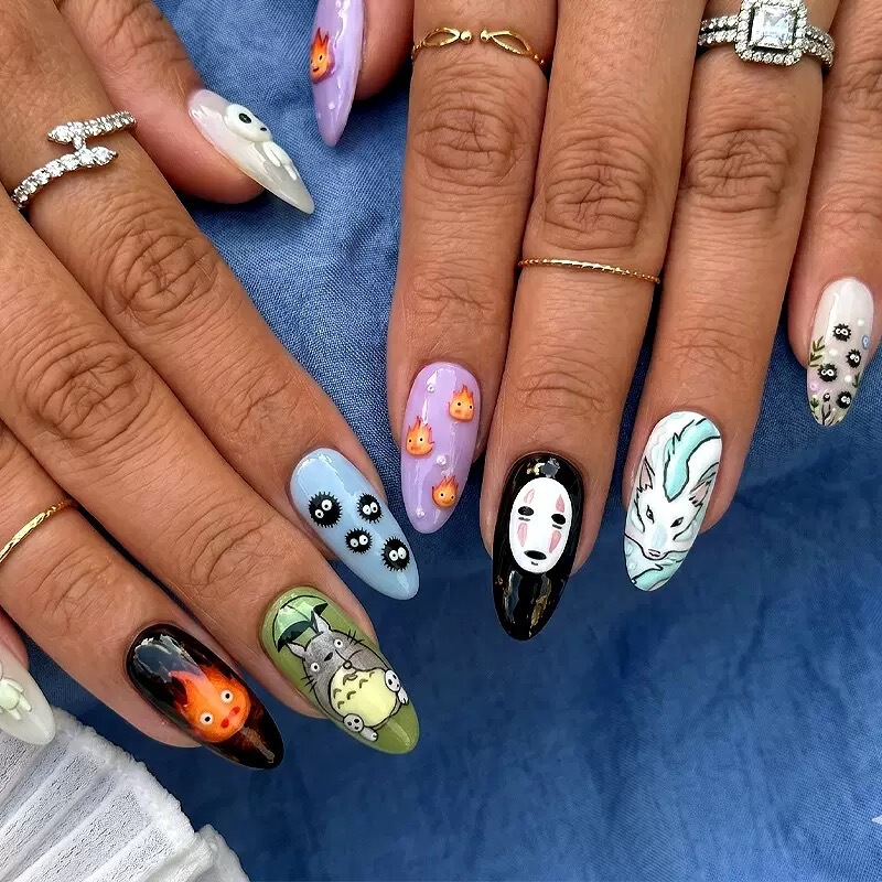 Wearable Nails European and American Cross-Border Hayao Miyazaki Anime No-Face Man Fake Nails Removable Nail Stickers New Model Wearable Nails European and American Cross-Border Hayao Miyazaki Anime No-Face Man Fake Nails Removable Nail Stickers New Model