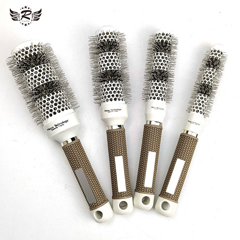 Cerámica tubo de aluminio rodillo peine conductividad térmica peine esponjoso profesional peinado curling peine de alta temperatura resistente no decoloración tubo de aluminio peine