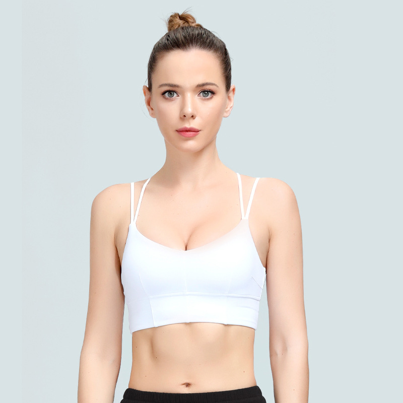 夏季新款运动内衣女裸感健身聚拢减震瑜伽文胸交叉美背跑步瑜伽服
