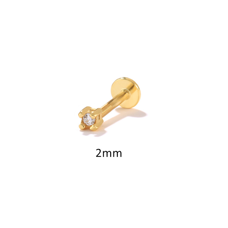 Fashion Solid Color Sterling Silver Plating Inlay Zircon Ear Studs 1 Piece