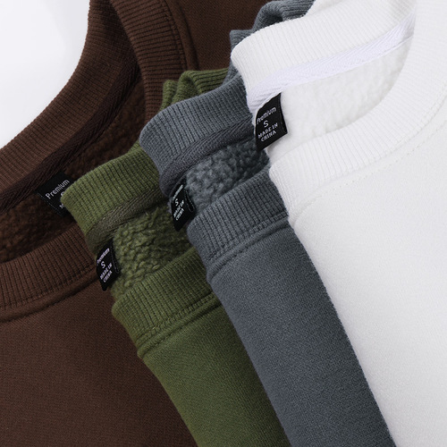 500g Japanese heavy quality thick thickened velvet round neck sweatshirt white men and women couple style long sleeves can be printed