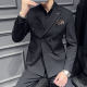 Autumn New Men's Double-breasted Suit Two-piece Light Mature Business Style Korean Style Elegant Striped Suit for Men