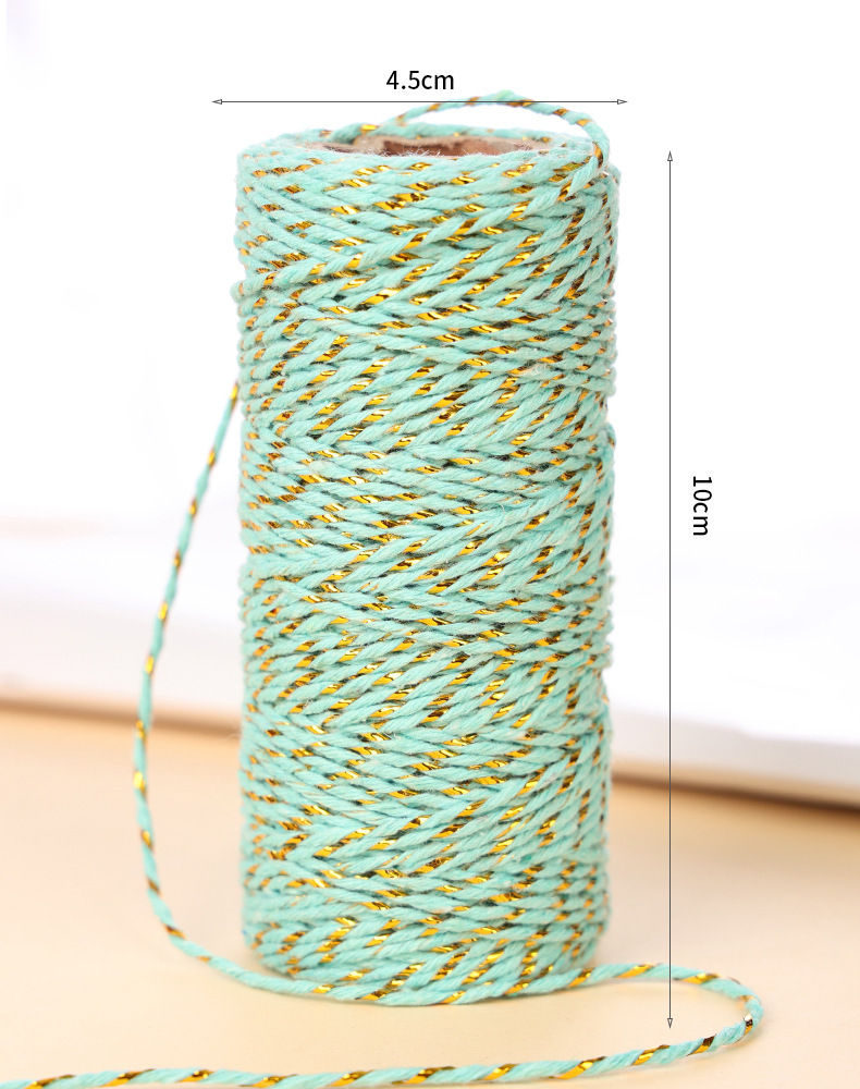 라이트 블루 골드 실크 코튼 로프 * 1.5mm * 50m/롤