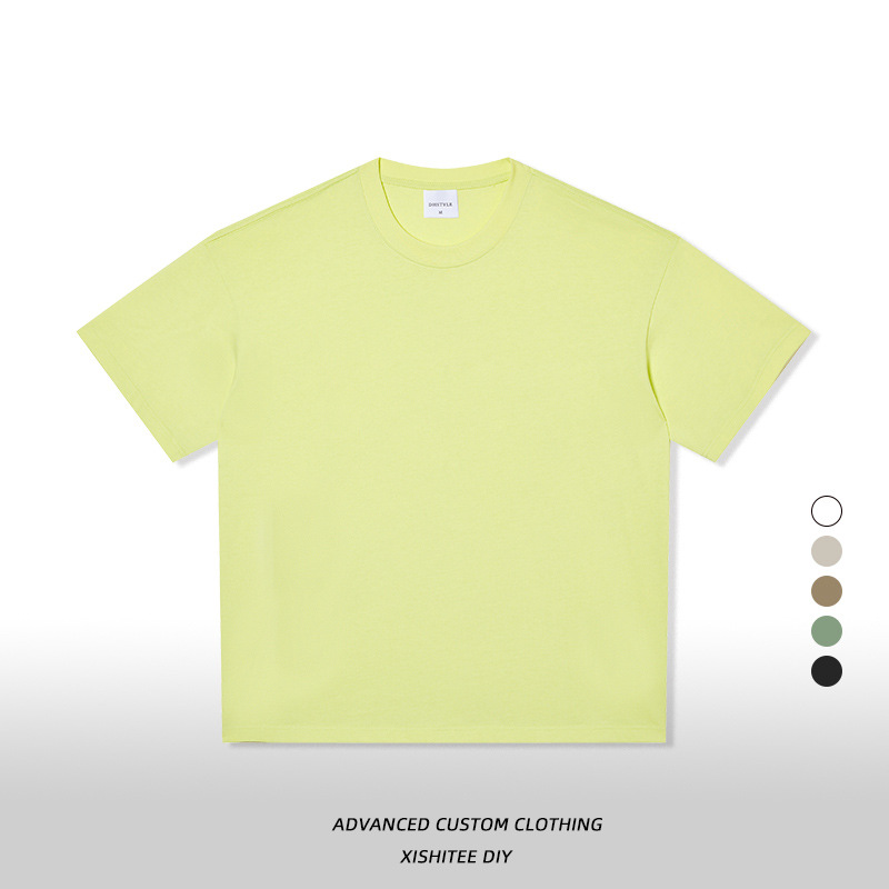 Camiseta blanca de manga corta de algodón puro para hombre, talla europea y americana extragrande de 280 g, personalizada, moderna y fresca para el verano. image 22