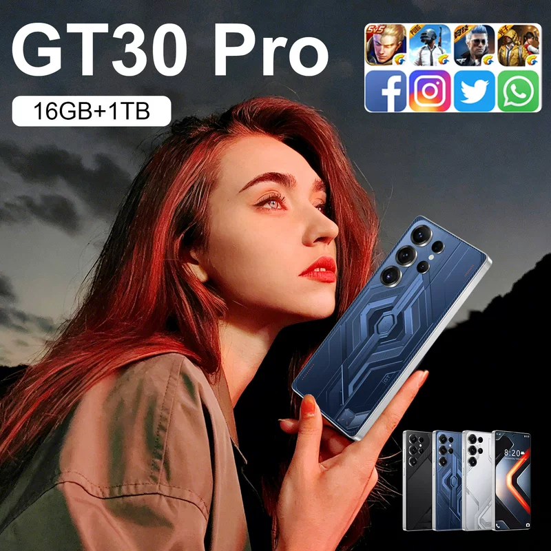 Смартфон GT30Pro, Android 14, 7,3″ сенсорный экран, 6800 мАч, 16 ГБ + 1 ТБ
