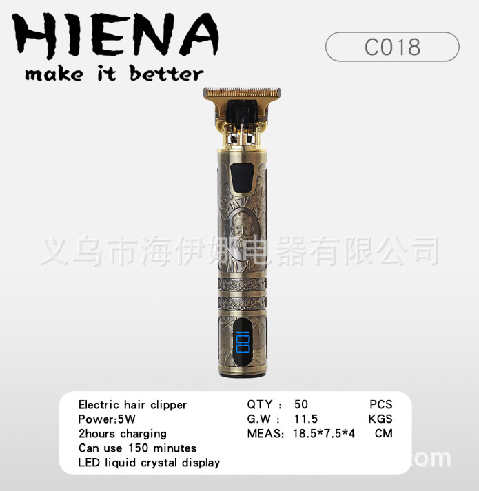 Transfronterizo dedicado hiena recargable pan dragón aceite cabeza cortadora de cabello Buda cabeza eléctrica cortadora de cabello talla cortadora de cabello