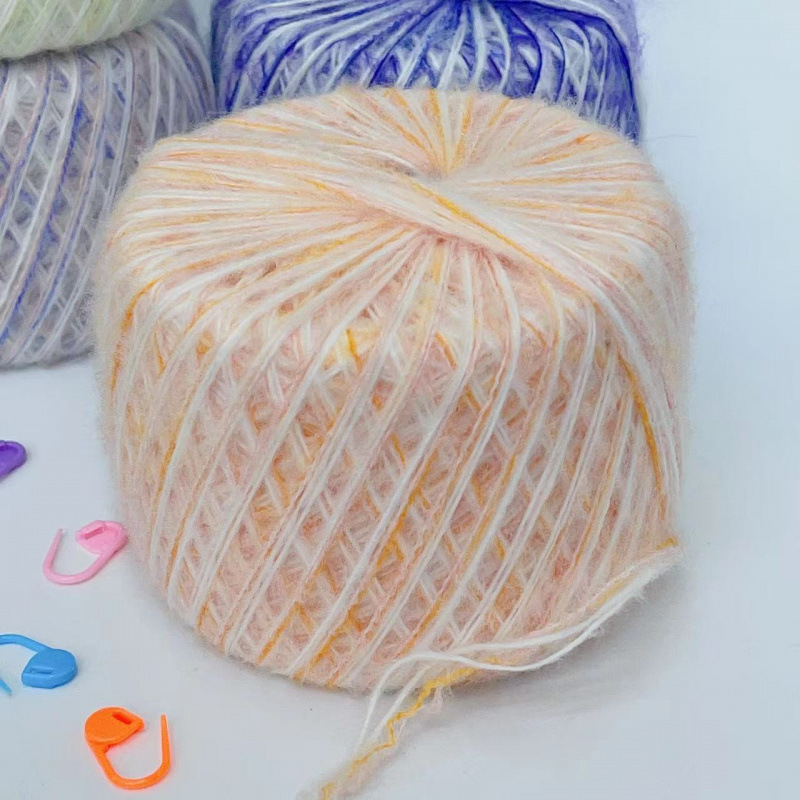 모헤어 수채화 오렌지 오렌지 화이트