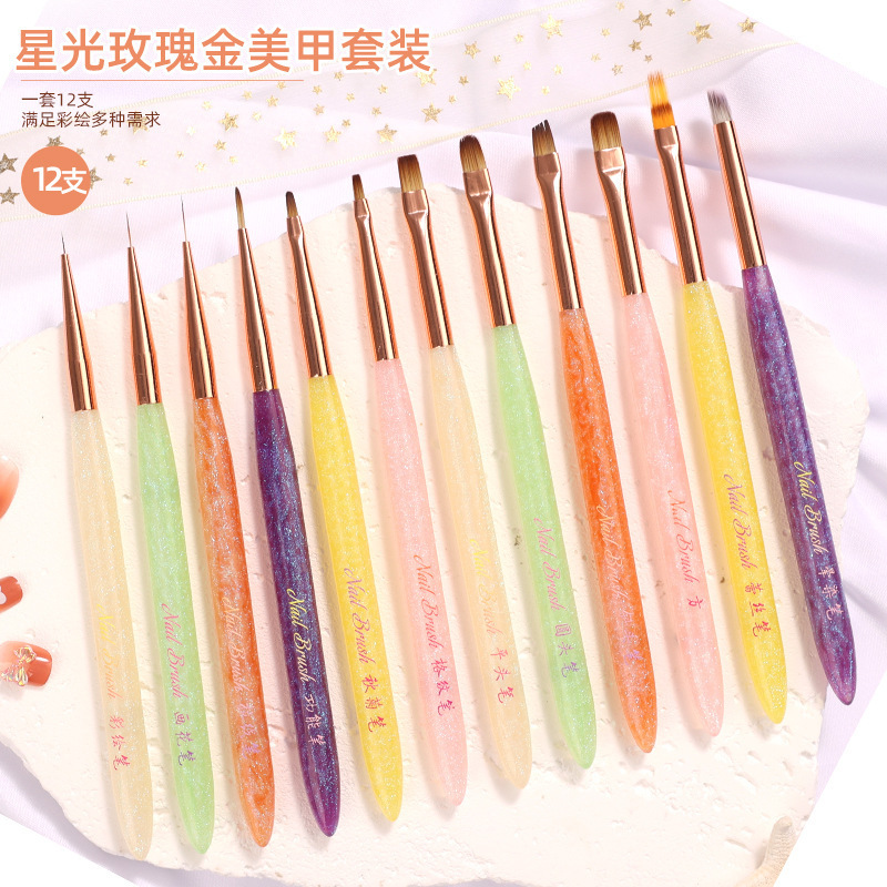 Cross-Border Nail Art Pen Set with Colorful Acrylic Handles, Painting Liner Pens, Large Round Phototherapy Brushes, Nail Art Tools Cross-Border Nail Art Pen Set with Colorful Acrylic Handles, Painting Liner Pens, Large Round Phototherapy Brushes, Nail Art Tools