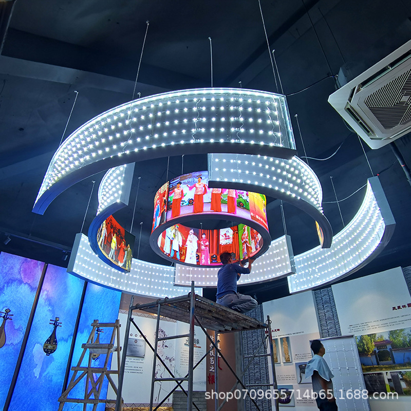 厂家现货led圆柱灯箱无边卡布包柱灯箱 发光户外门头弧形卡布灯箱-阿里巴巴