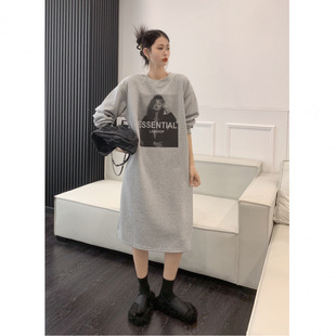 Actual price official figure 65 fish scale pocket spring and autumn plus size 200kg round neck split chubby girl garment length