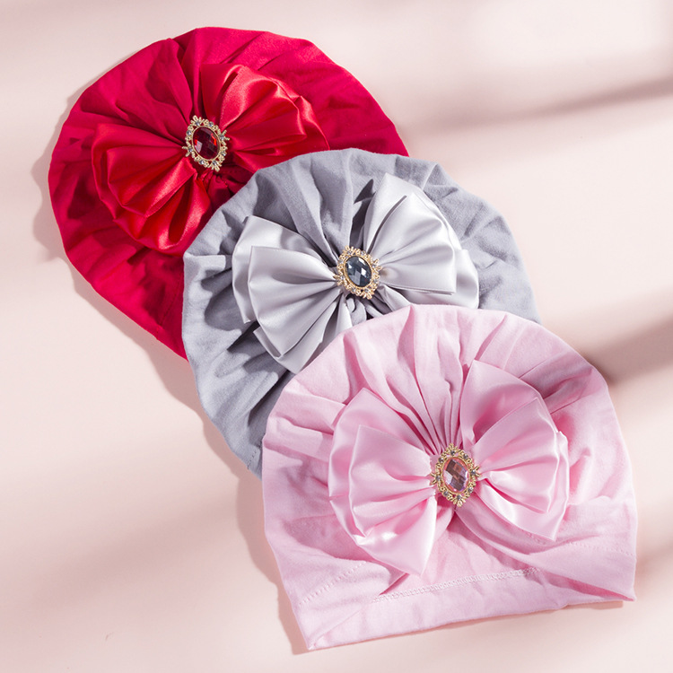 17g Weight Wedding Occasion Bow Knot Pattern Unisex Gender Fashion Style Grey, White, Pink, Purple, Red, Blue, Yellow, Black Color One Size Size Wholesale Children's Solid Color Big Bow Rhinestone Hedging Hat Nihaojewelry 15