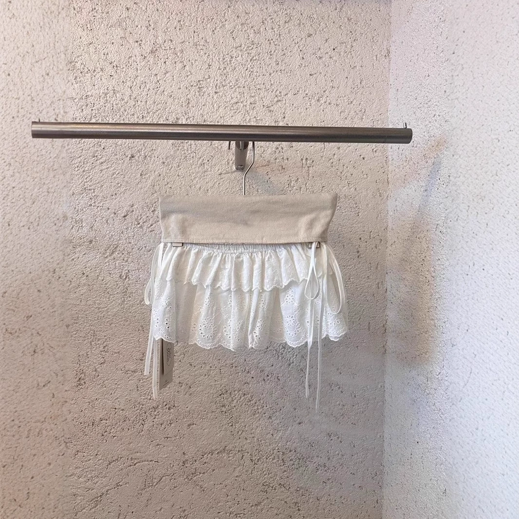 Корейская двухслойная белая вышитая кружева с пердеть шторы балет кружевное кружевное платье, закрывающие мини-юбку