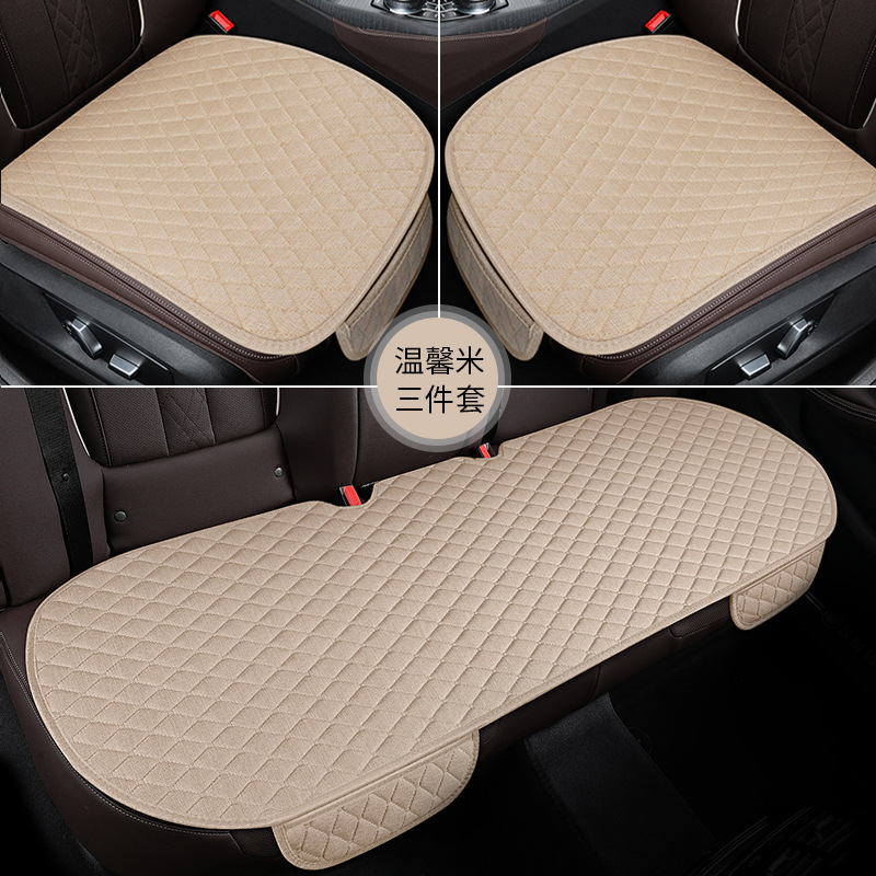 Cojín del asiento del coche cojín del asiento de lino cojín del asiento trasero del coche de tres piezas cuatro estaciones cojín del asiento universal tapa de la cabeza del asiento del coche