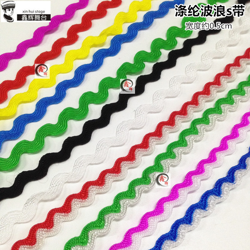 Ola de poliéster onda de agua étnico s cinturón de color sólido hilo de dos colores Cinturón drama abrigo sombrero botas accesorios decorativos hechos a mano material de bricolaje