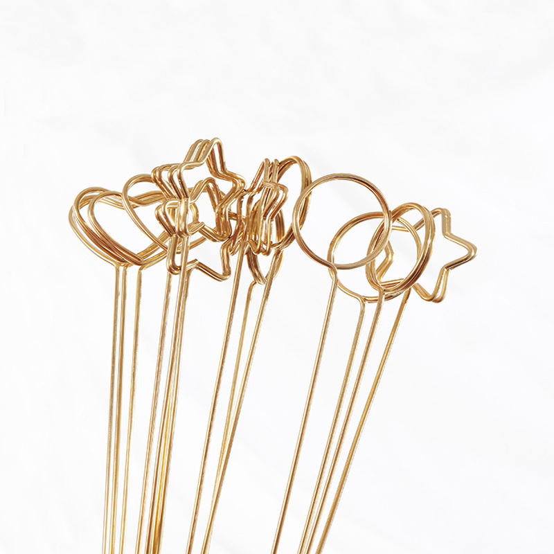 Clip de tarjeta de metal estilo coreano chapado en oro titular de la tarjeta flor material de embalaje ramo titular de la tarjeta
