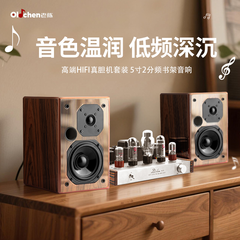 In-Stock Vintage Home Hi-Fi Audiophile-Grade 5-Inch 2-Way Passive Small Bookshelf Desktop Speaker Amplifier Combo Audio System