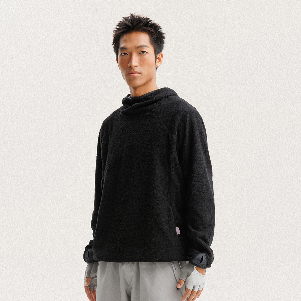 Wholesale Sports Lightweight Velvet Turtleneck Hooded Sweatshirt Men's Trendy Mountain Style Outdoor Casual Solid Color Long-Sleeved Pullover Top