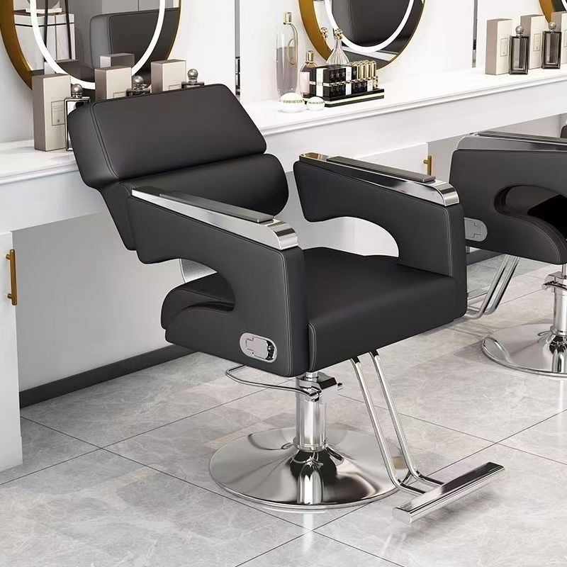 Silla de peluquería Silla de peluquería Silla de peluquería Silla de corte de pelo minimalista moderna Silla de peluquería de acero inoxidable de elevación giratoria