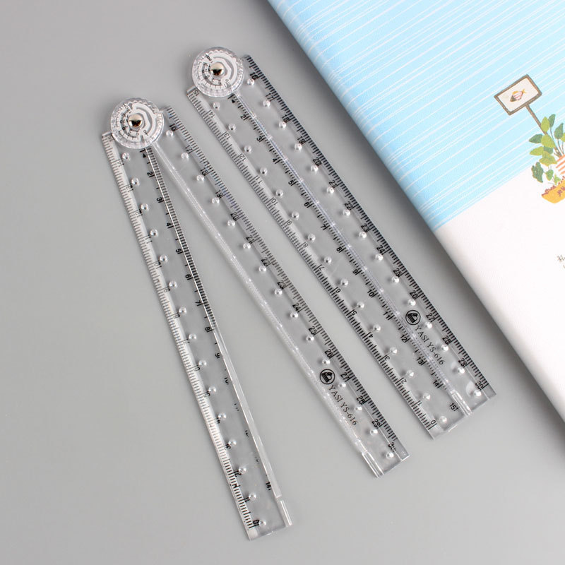 赤い本のアイデアアクリル透明折り畳み定規直尺シンプルスケールプラスチック定規描画定規30CM|undefined