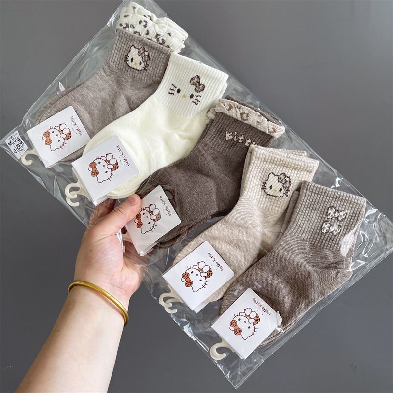 Children's breathable brand cartoon socks for students, mid-length 5