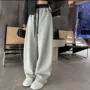 秋季撞色美式高腰阔腿裤