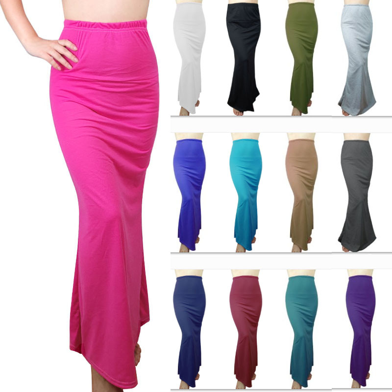 2026 Aliexpress Amazon Cross-Border European and American Solid Color Multi-Size Candy Color Bodycon Skirt Fishtail Long Skirt
