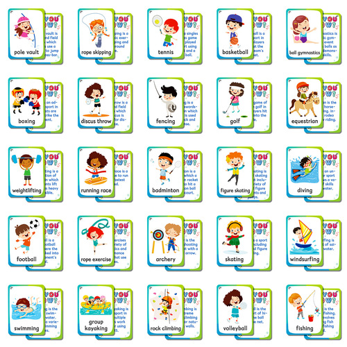 48 Children's Sports Cognitive Early Education Flash Cards for Enlightenment, Cross-border Amazon Parent-Child Time Guessing Educational Toys