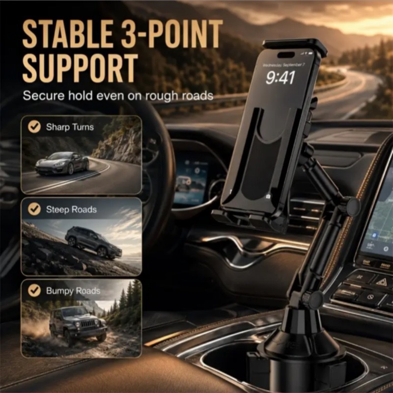 Cross-Border Car Cup Holder, Car Phone and Tablet Stand, Navigation Long-Joint Rotatable Adjustable Support Bracket