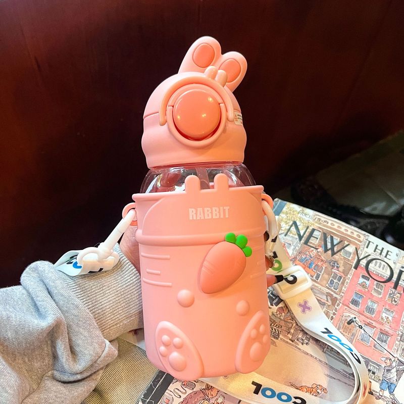 かわいい斜め頭うさぎプラスチックカップ子供用カップ携帯用水筒高品質耐熱夏用バウンスカップ|undefined