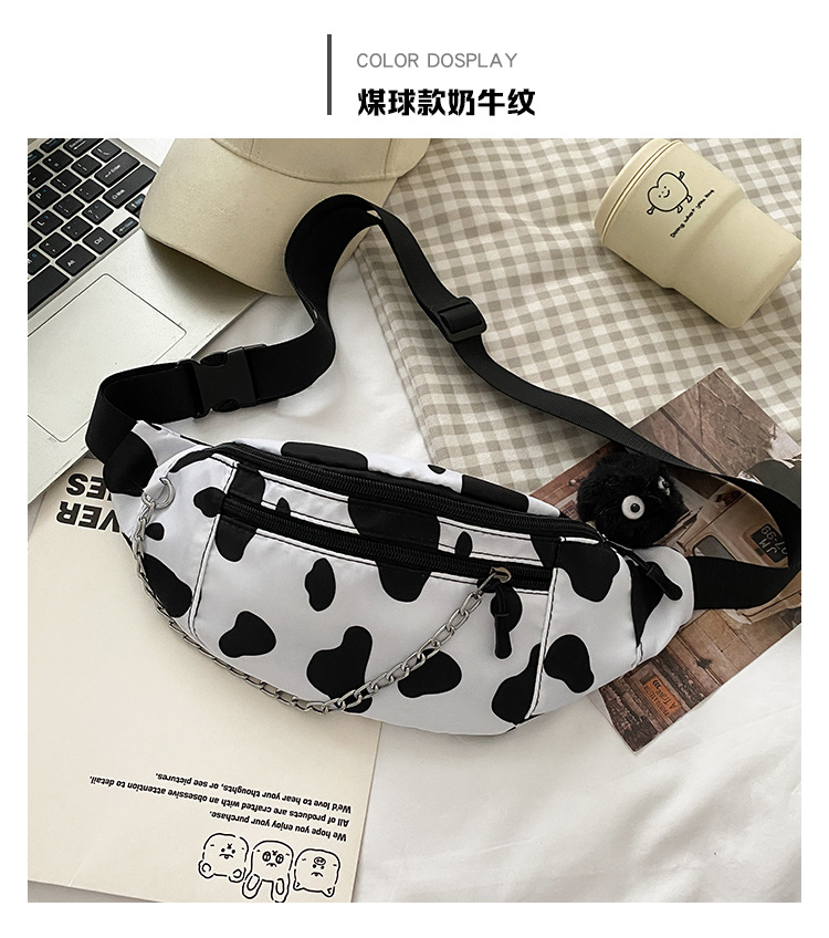New Printed Cow Pattern Female Small Shoulder Bag Chest Bag Waist Bag display picture 8