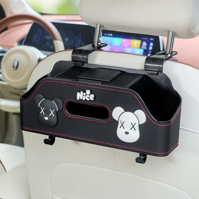 Car Multifunctional Storage Box Car Car cup holder/beverage holder - xx-bear-black-chair-back-multifunctional-storage-box-upgraded-integrated-mobile-phone-holder