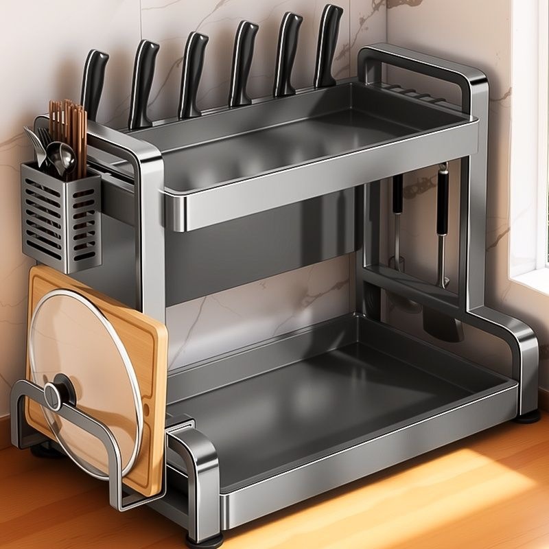 Kitchen seasonings storage rack countertop multi-functional oil, salt, sauce, vinegar seasoning bottle, jar, chopsticks, knife holder storage box