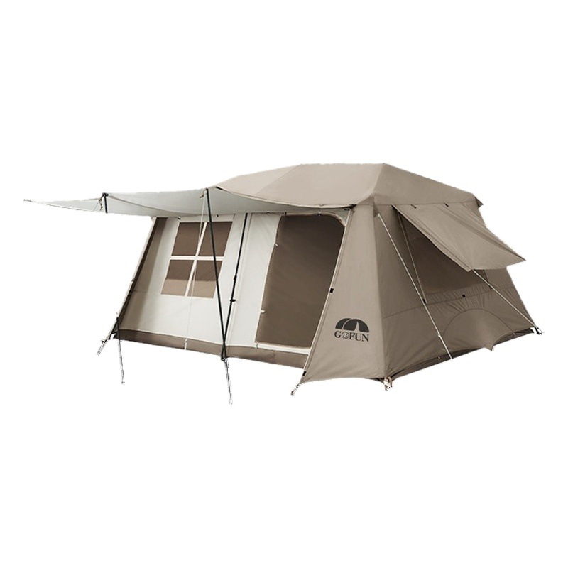 Techo de punto de fábrica 13 carpa a prueba de lluvia pegamento plateado apertura rápida automática dos dormitorios y una sala de estar 3-12 personas carpa plegable