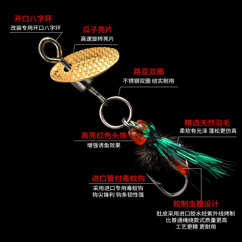 Провалы акулы Летающий вращающийся крючок Drops of Poisoning Mosquito Hook Hand-made Micro-Woody Fly Hook Hook Hook Hook Little Worm Hook
